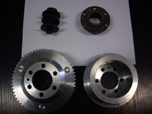 Damper : moyeu AV de vilebrequin usiné, poulie de damper Alu usinée pour adaptation couronne 60-2 - 474.92 HT